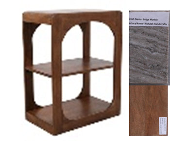 Darrah Beige/Brown Curved Edge Marble Top Bookshelf