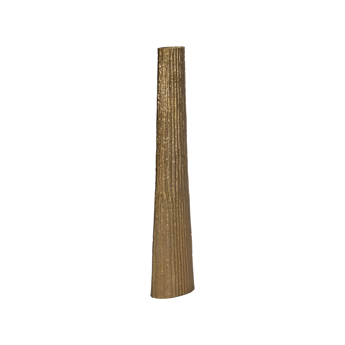 Rendalia Gold Small Metal Ribbed Floor Vase