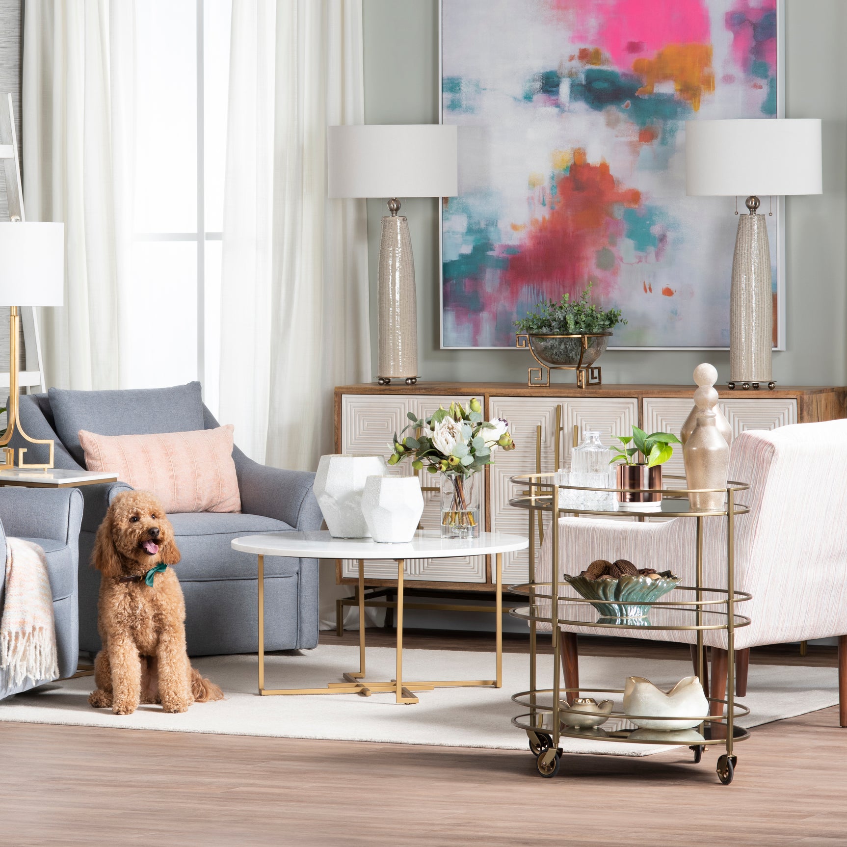 Waterford Gold/Clear Bar Cart