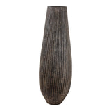 Hornbrook Rustic Black/Gray Large Ridged Terracotta Floor Vase