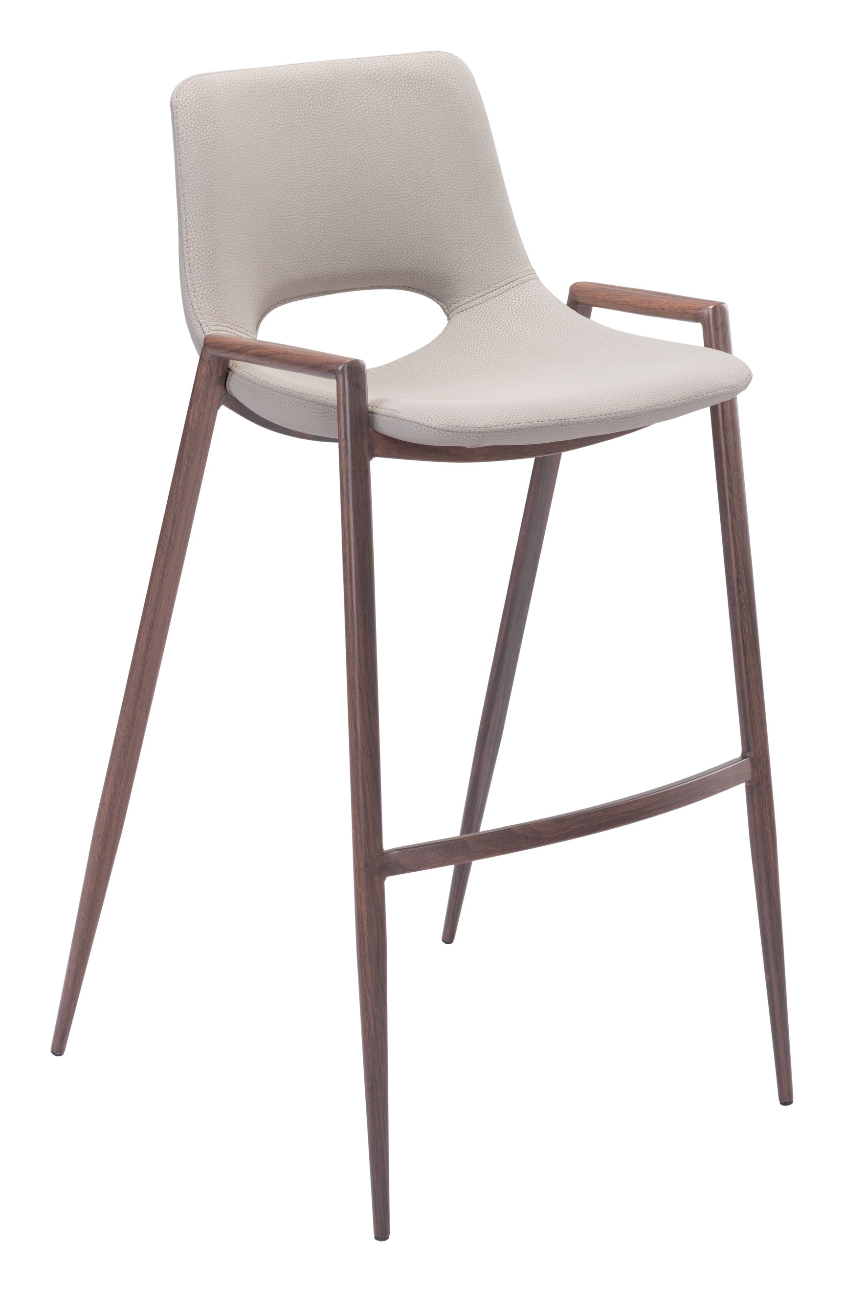 Desi Beige & Walnut Barstool (Set of 2)
