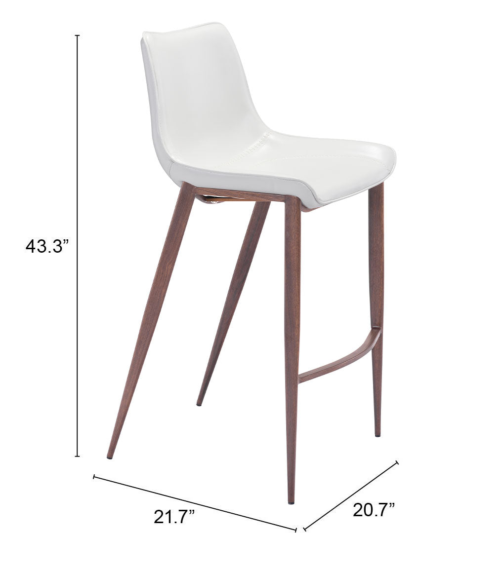 Magnus White & Walnut Barstool (Set of 2)