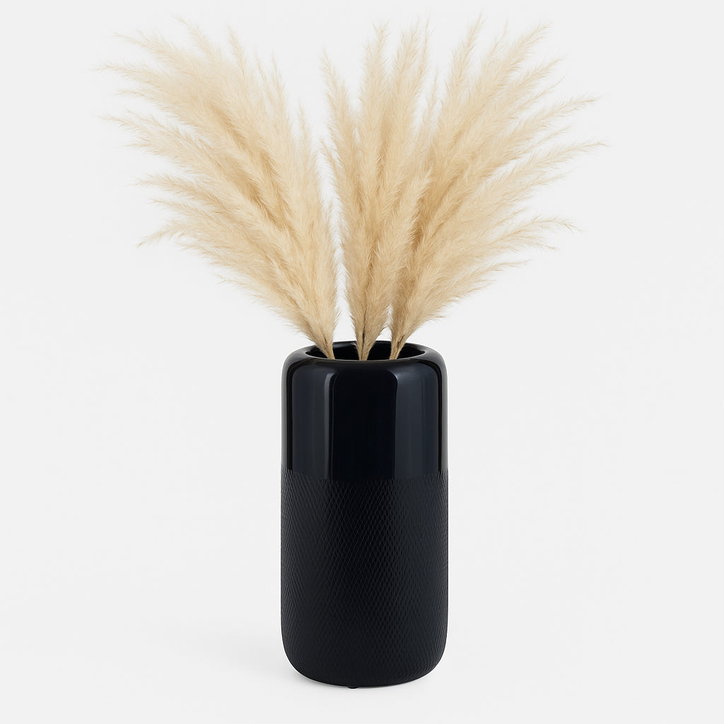 Coromar Navy Blue Small Ceramic Grooved Vase