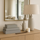 Coffing White Resin Ridged Boxes (Set of 3)