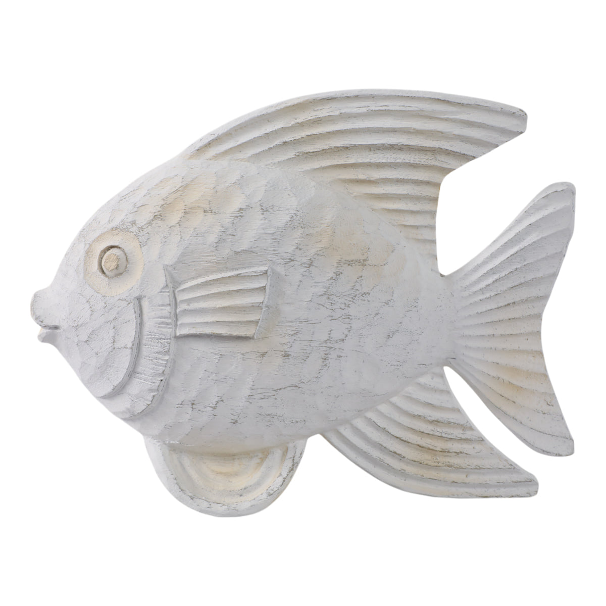 Ojala Whitewash Resin Fish Figurine - 14332-02EC