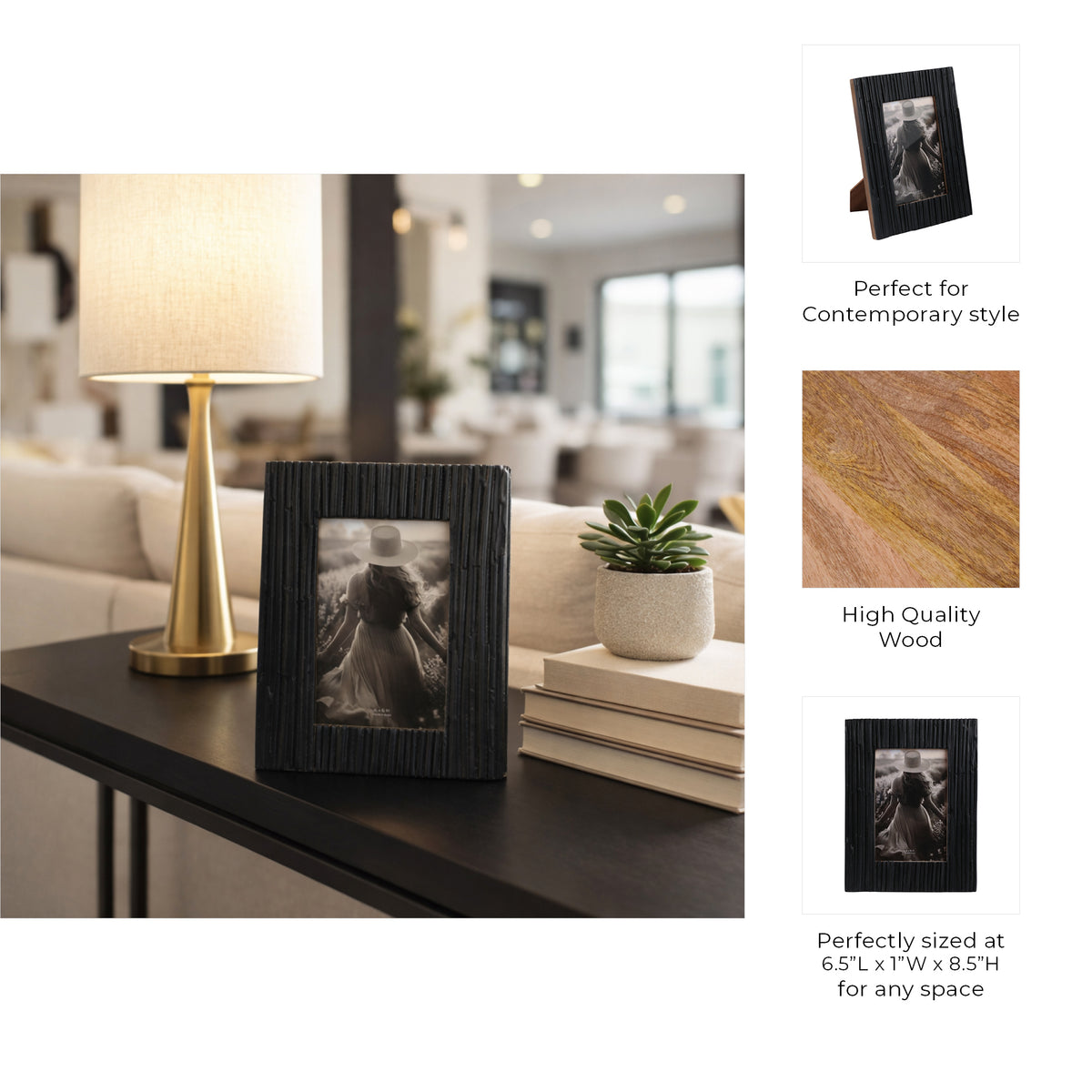 August Black 4x6 Jagged Photo Frame