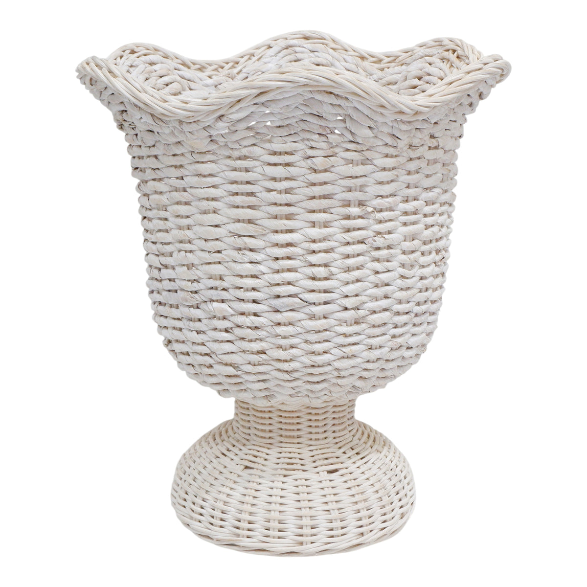 Burlington White Rattan Urn Vases (Set of 2)
