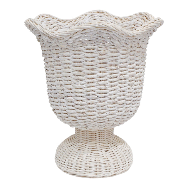 Burlington White Rattan Urn Vases (Set of 2)