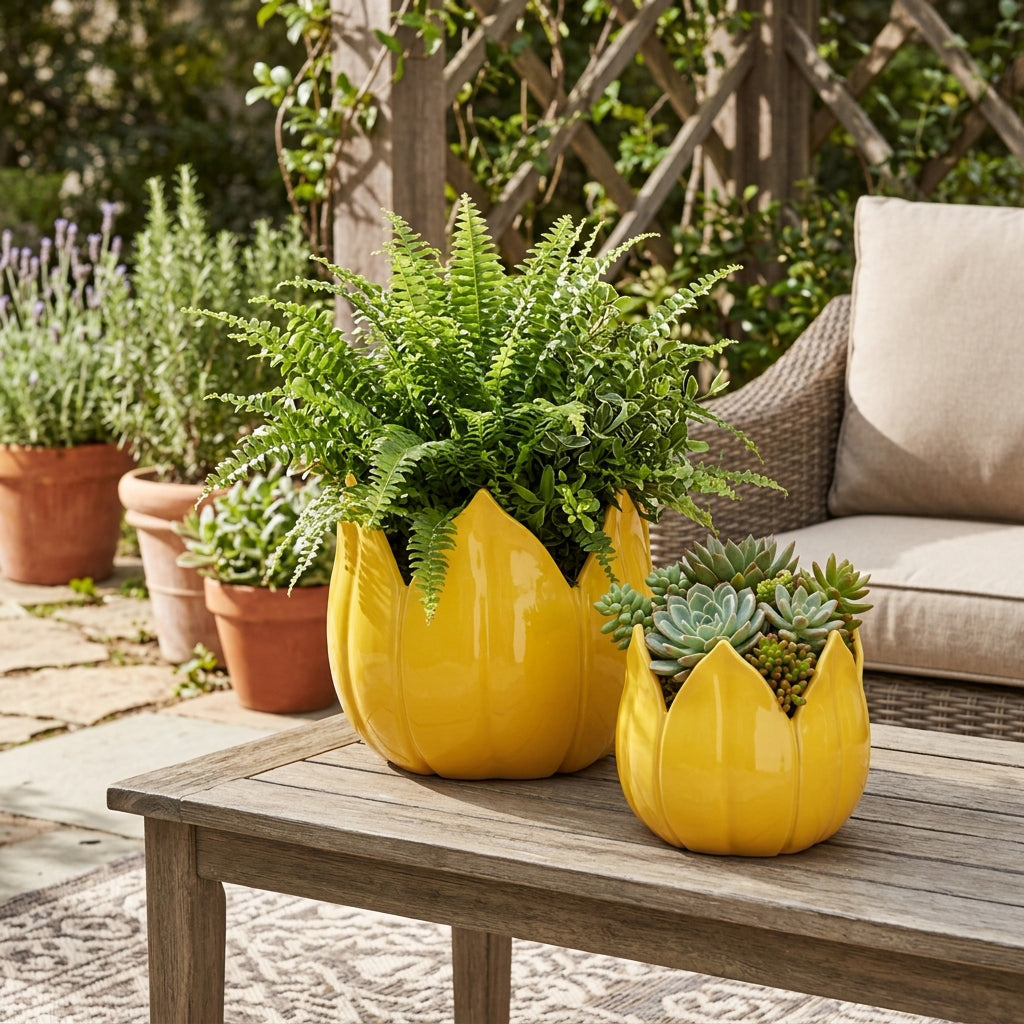 Gentrywind Yellow Planters (Set of 2)