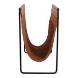 Helm Corner Brown/Black Faux Leather Magazine Rack