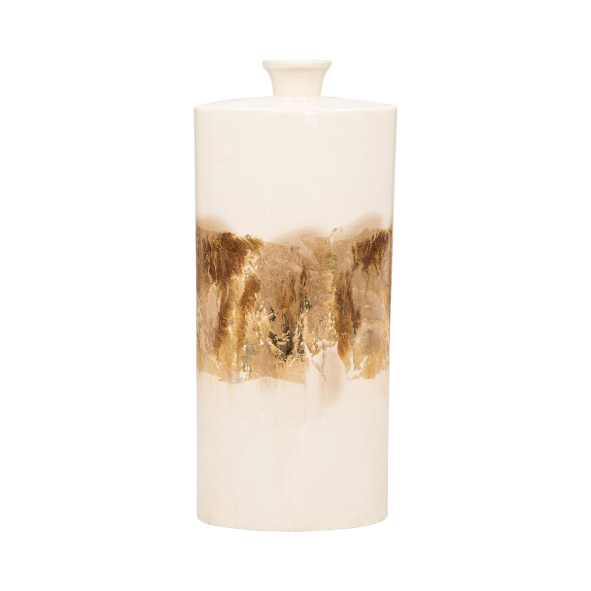 Hurleton Pearl/Gold Metal Flask Vase