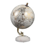 Piedra White/Gold Globe on Ridged Marble Base