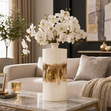 Hurleton Pearl/Gold Metal Flask Vase