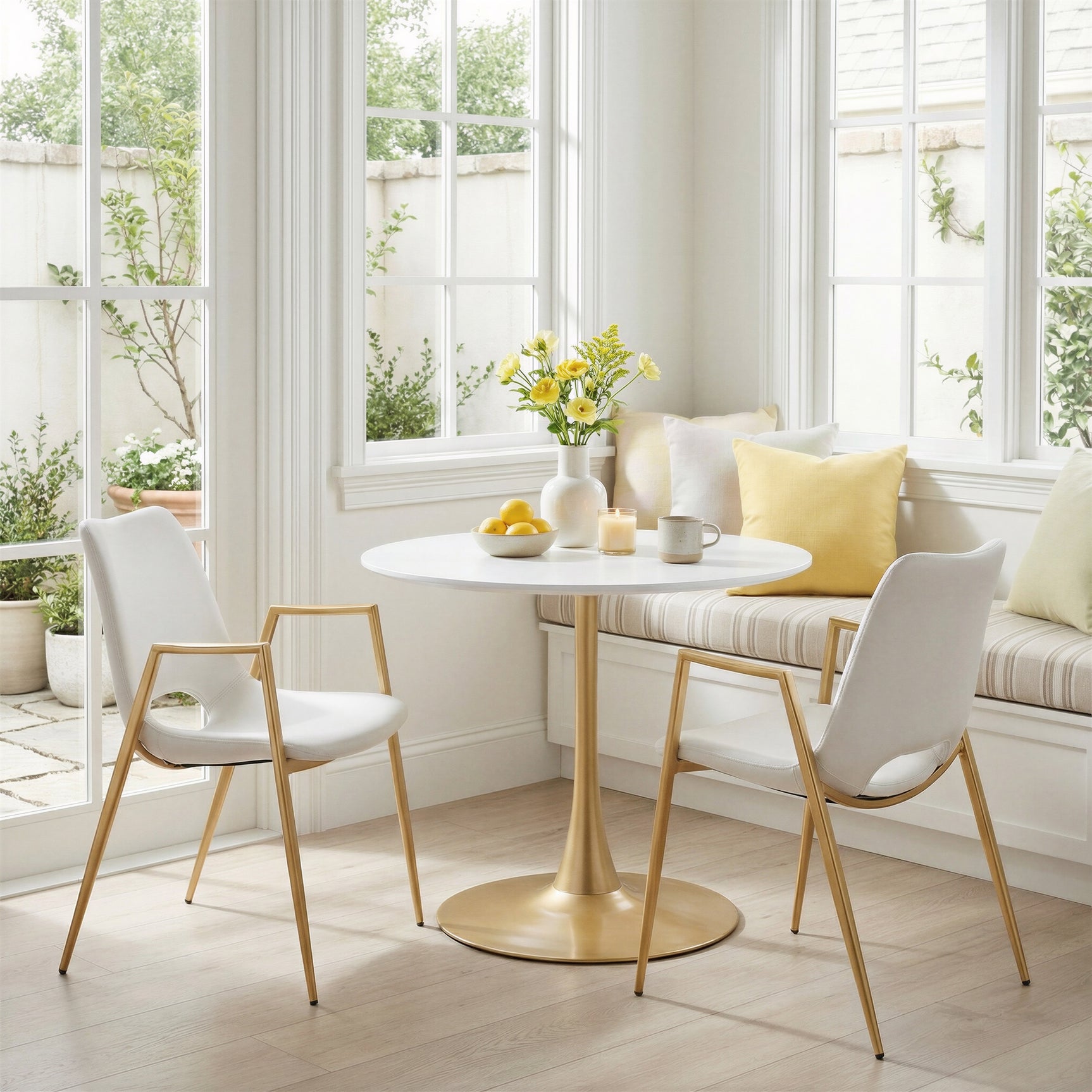 Opus White & Gold Dining Table