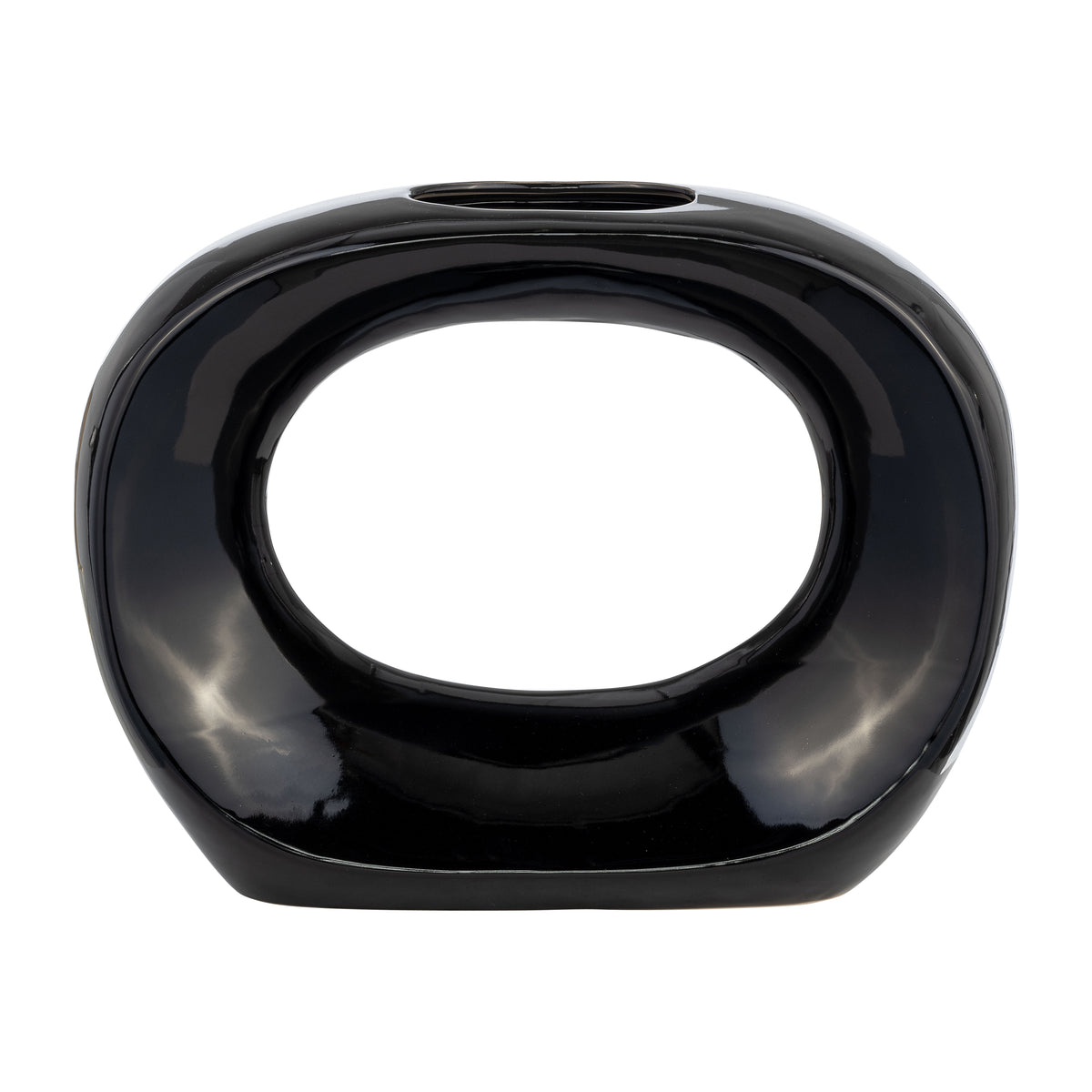 Enterprise Shiny Black Ceramic Oval Vase