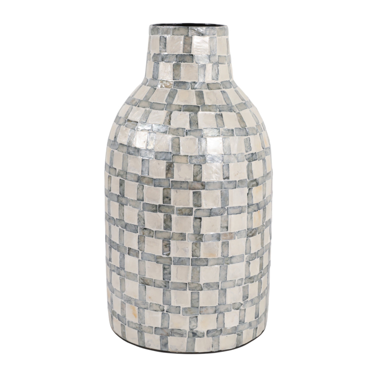 Crannell Multicolor Capiz Plaid Vase