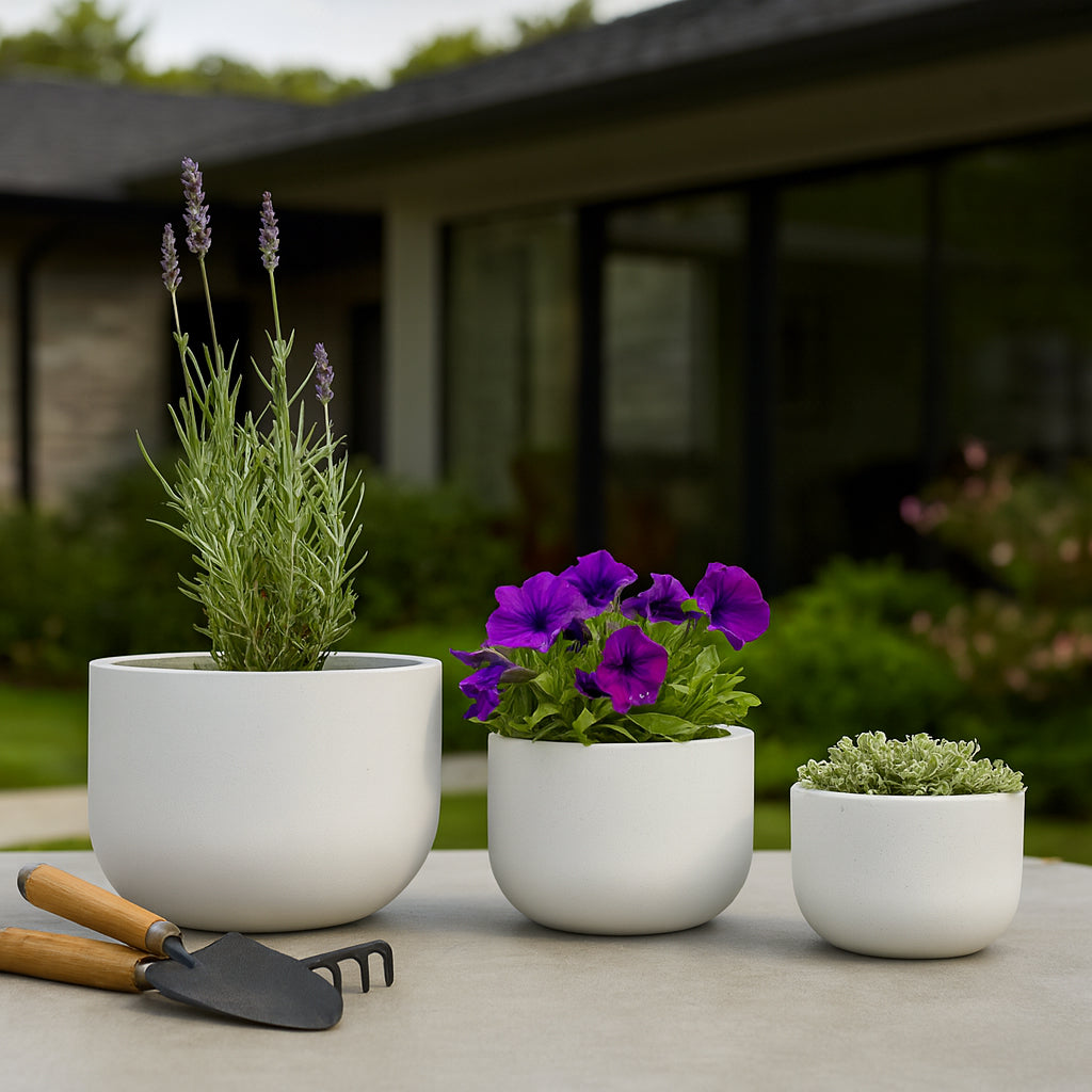Kira White Planters (Set of 3)