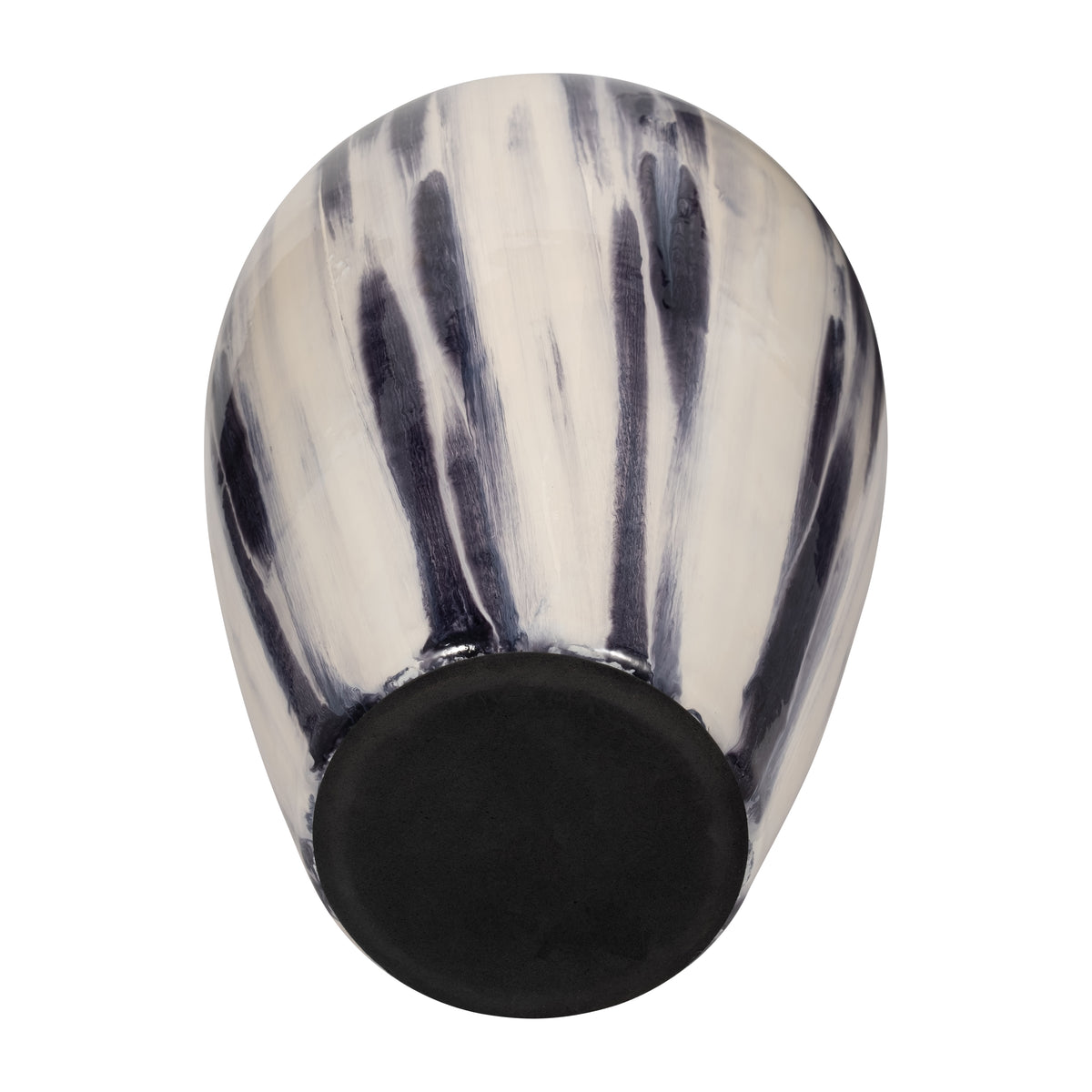 Camphora Black/White Glass Striped Vase