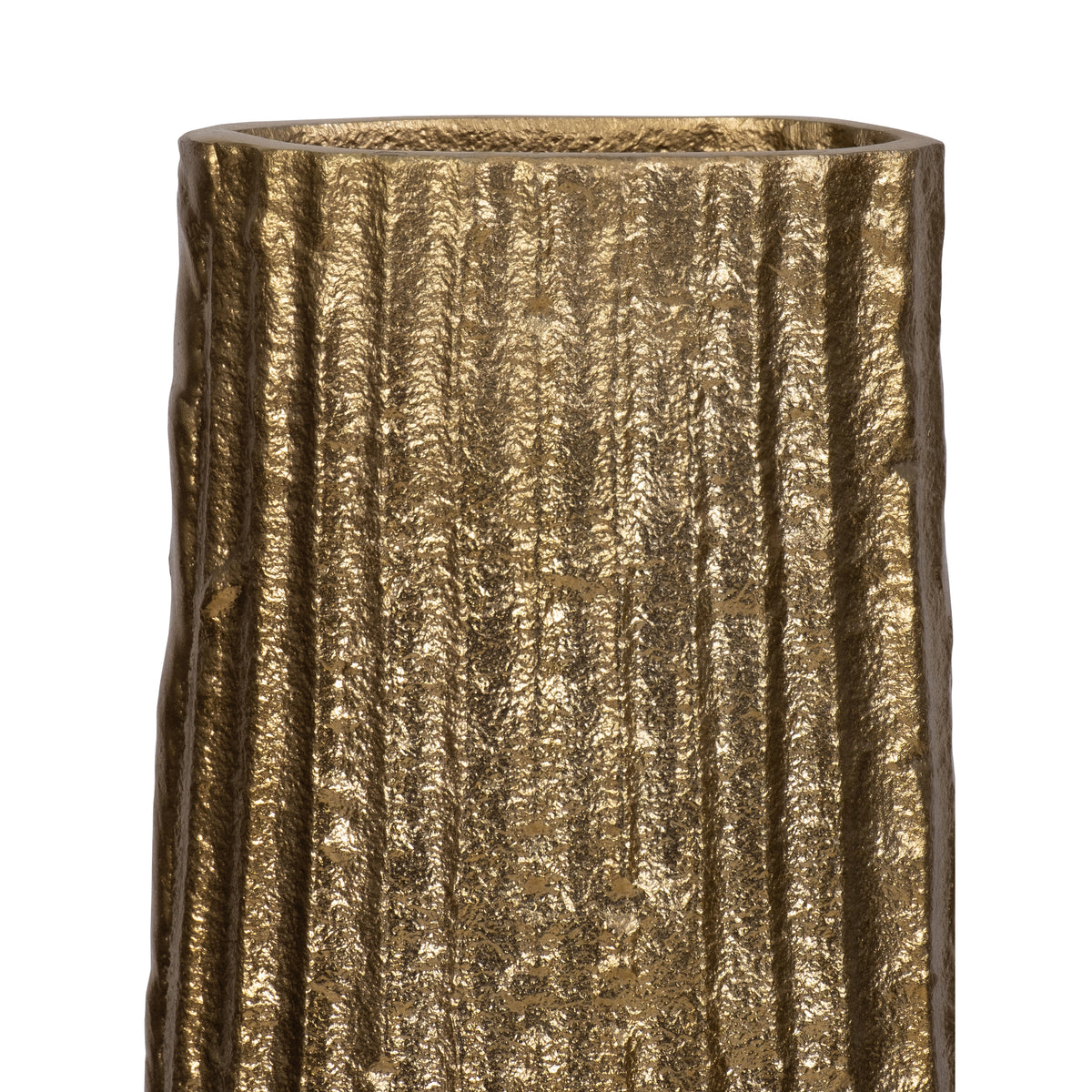 Rendalia Gold Small Metal Ribbed Floor Vase