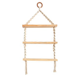 2.5’ x 1’ Three Tier Handmade Boho Macrame Wall Hanging with Wooden Shelf