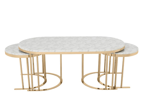 2 In 1 White/Gold Coffee Table - Ornate Home