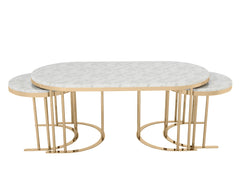 2 In 1 White/Gold Coffee Table - Ornate Home