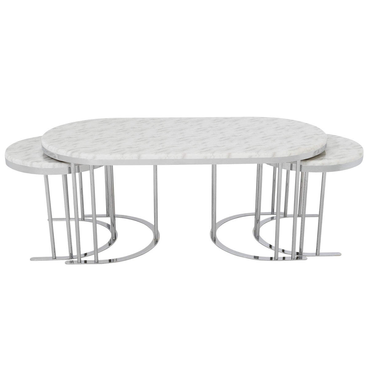 2 In 1 White/Silver Coffee Table - Ornate Home