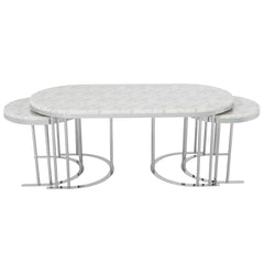 2 In 1 White/Silver Coffee Table - Ornate Home