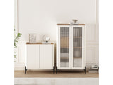 2-Piece Abbey Accent Cabinet and Bookcase in Maple and Off White - Ornate Home