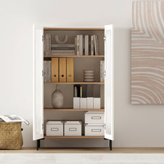 2-Piece Abbey Accent Cabinet and Bookcase in Maple and Off White - Ornate Home