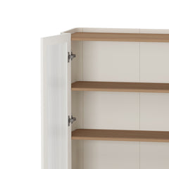 2-Piece Abbey Accent Cabinet and Bookcase in Maple and Off White - Ornate Home