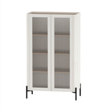 2-Piece Abbey Accent Cabinet and Bookcase in Maple and Off White - Ornate Home