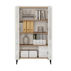 2-Piece Abbey Accent Cabinet and Bookcase in Maple and Off White - Ornate Home