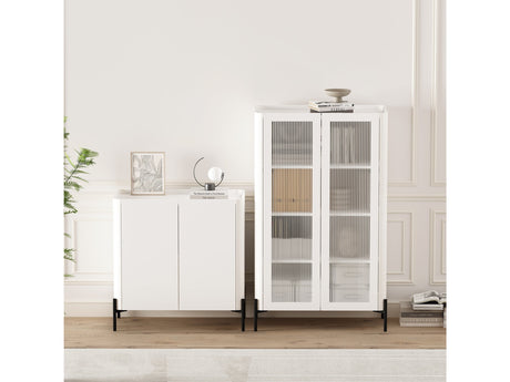 2-Piece Abbey Accent Cabinet and Bookcase in White - Ornate Home