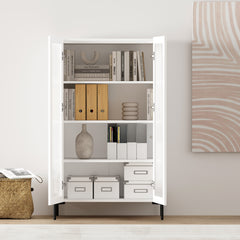 2-Piece Abbey Accent Cabinet and Bookcase in White - Ornate Home