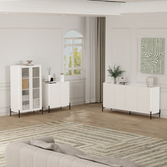 2-Piece Abbey Accent Cabinet and Bookcase in White - Ornate Home