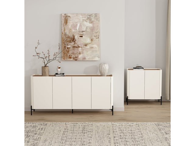 2-Piece Abbey Accent Cabinet and Sideboard in Maple and Off White - Ornate Home