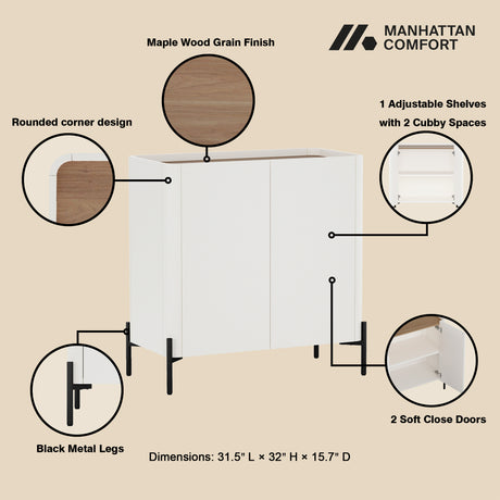2-Piece Abbey Accent Cabinet and Sideboard in Maple and Off White - Ornate Home