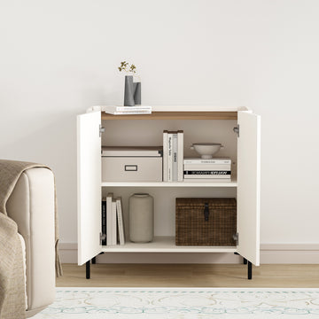 2-Piece Abbey Accent Cabinet and Sideboard in Maple and Off White - Ornate Home