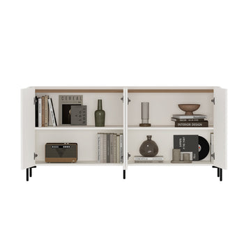 2-Piece Abbey Accent Cabinet and Sideboard in Maple and Off White - Ornate Home
