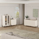 2-Piece Abbey Accent Cabinet and Sideboard in Maple and Off White - Ornate Home