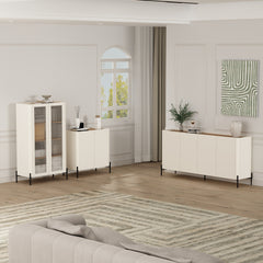 2-Piece Abbey Accent Cabinet and Sideboard in Maple and Off White - Ornate Home