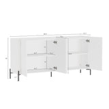2-Piece Abbey Accent Cabinet and Sideboard in White - Ornate Home
