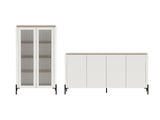 2-Piece Abbey Bookcase and Sideboard in Maple and Off White - Ornate Home
