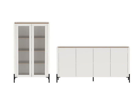 2-Piece Abbey Bookcase and Sideboard in Maple and Off White - Ornate Home