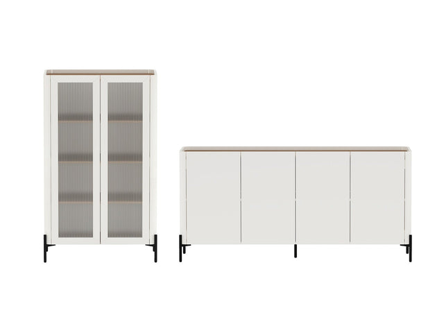2-Piece Abbey Bookcase and Sideboard in Maple and Off White - Ornate Home