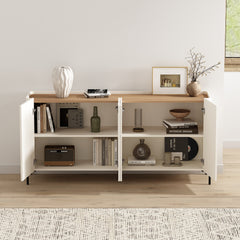 2-Piece Abbey Bookcase and Sideboard in Maple and Off White - Ornate Home