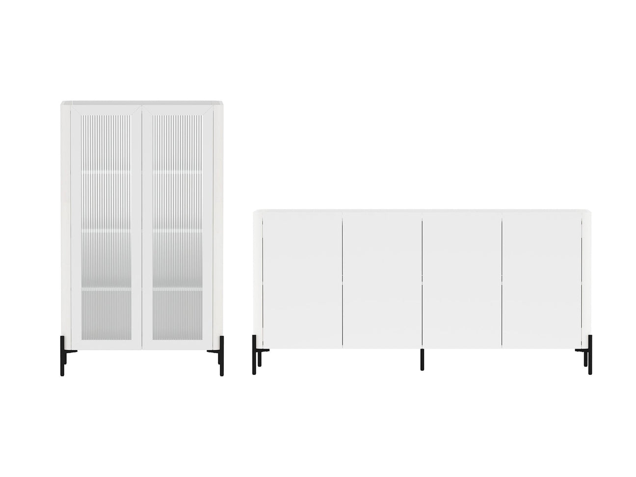 2-Piece Abbey Bookcase and Sideboard in White - Ornate Home