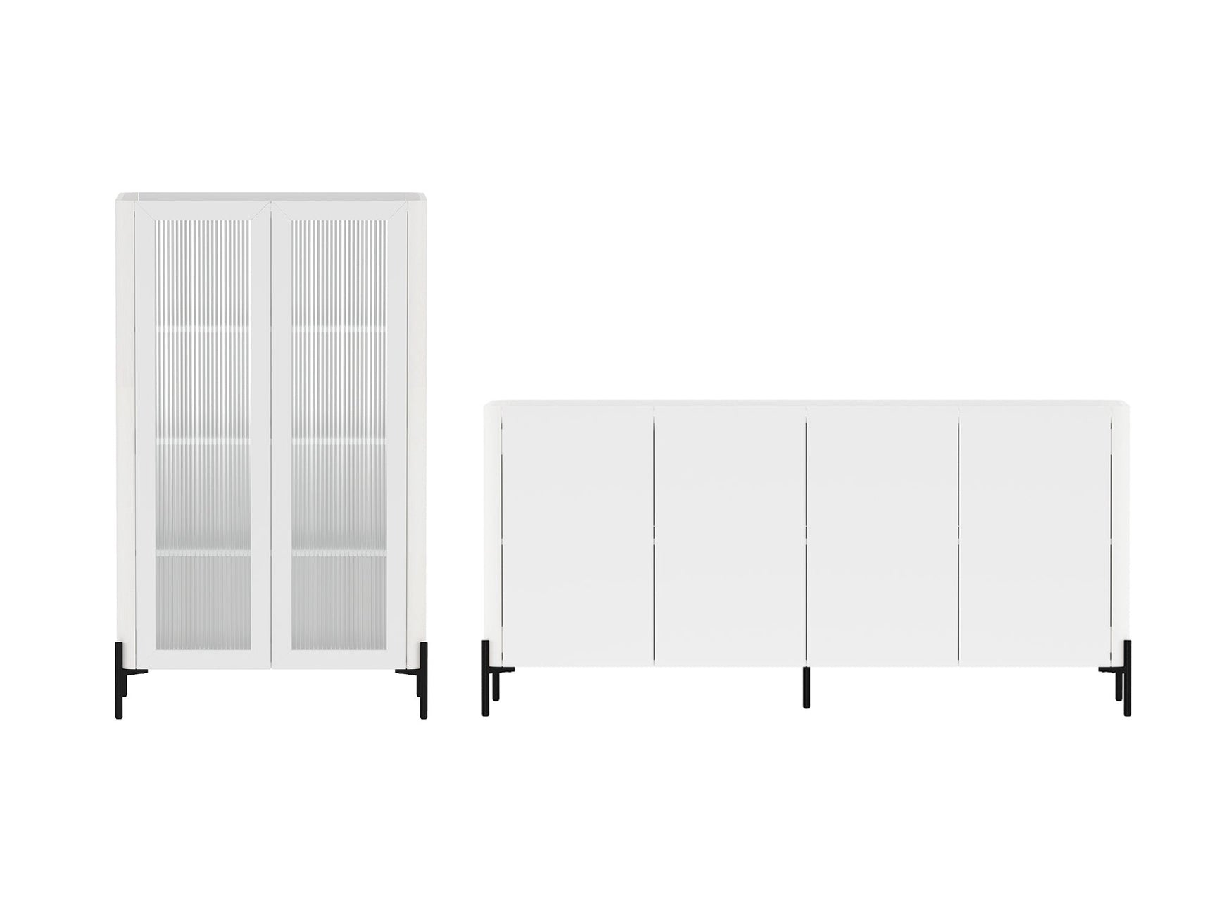 2-Piece Abbey Bookcase and Sideboard in White - Ornate Home