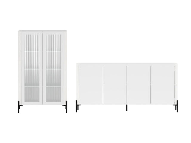 2-Piece Abbey Bookcase and Sideboard in White - Ornate Home